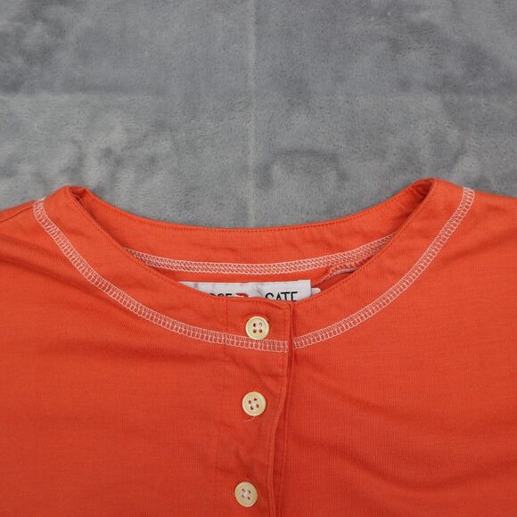Bridge Gate Shirt Womens S Orange Short Sleeve Henley Button Pocket Knit T Shirt - Picture 6 of 15